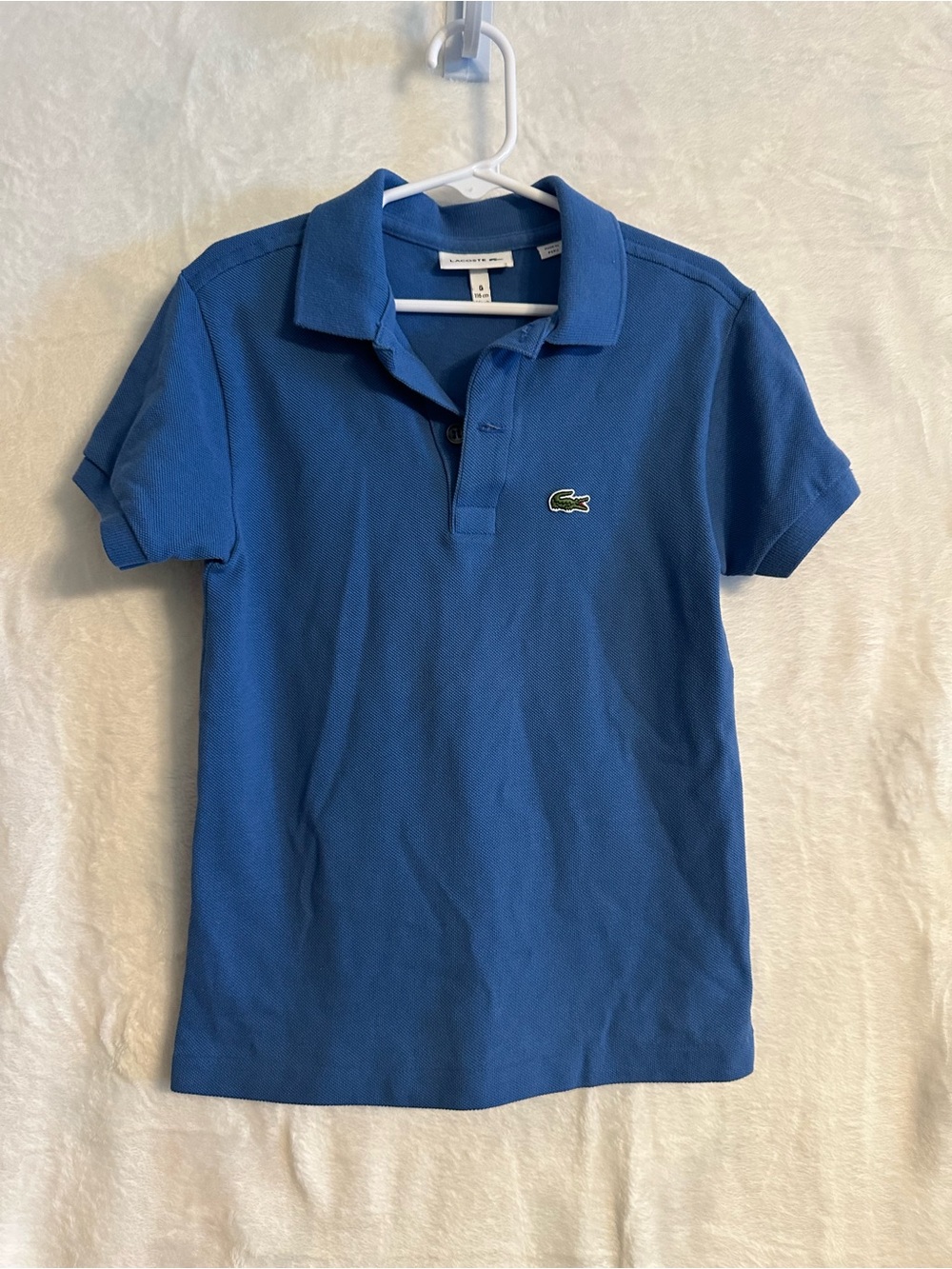 Lacoste Kids size 6 Blue Pique Polo Shirt